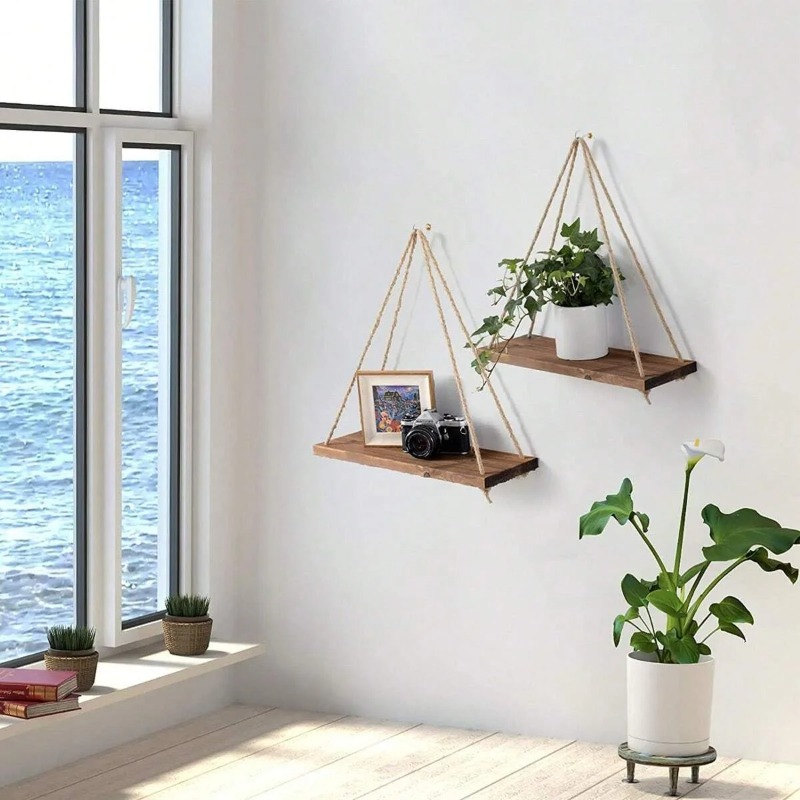 1PC Wooden Swing Hanging Hemp  - Terracotta Pot ulasan dan harga