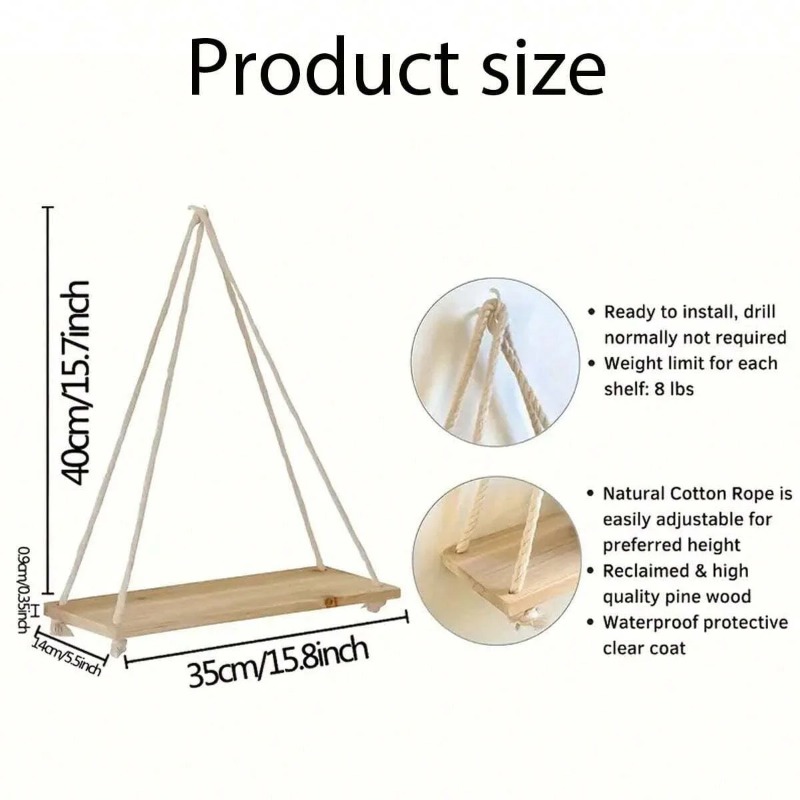 1PC Wooden Swing Hanging Hemp  - Terracotta Pot ulasan dan harga